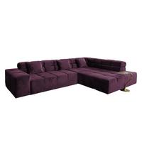 ECKSOFA MIT MOTORISCHEM SITZVORZUG NEVADA Violett Velvet Relaxfunktion - Violett/Schwarz, Textil (319/215cm) - KAWOLA