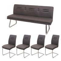ESSZIMMER-SET Grau, Braun 5er-Set - Braun/Grau, Textil (180/92/58cm) - MCW