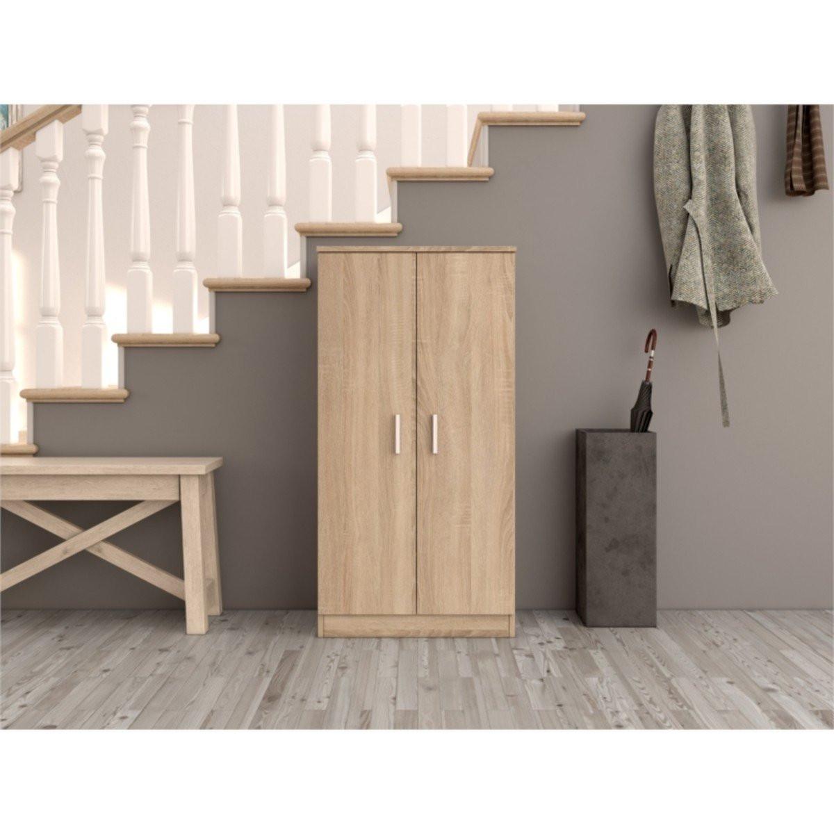 SCHUHSCHRANK 2 Türen (30 Paar) Zapateros - H108cm - Eichefarben, Holzwerkstoff (36/108/55cm) - Calicosy