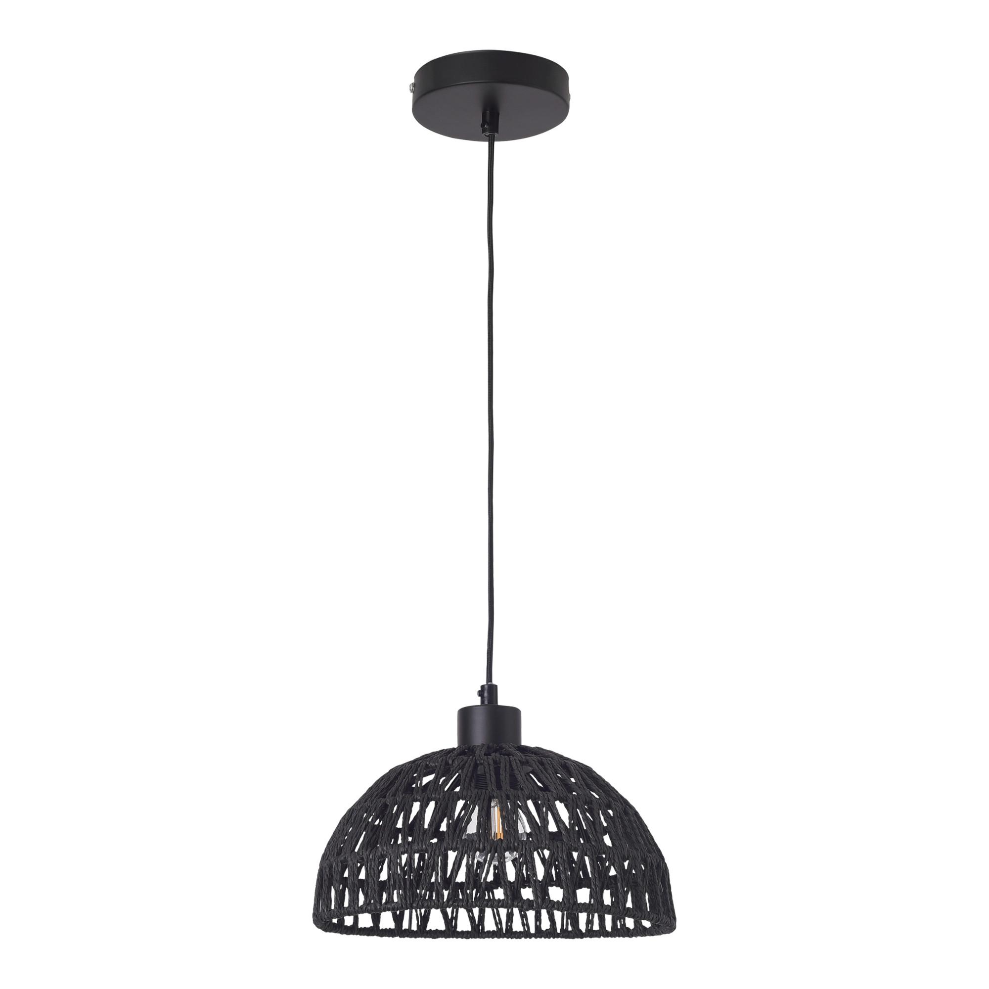 HÄNGELAMPE Alton - Schwarz, Naturmaterialen/Metall (25/25/156cm) - lux.pro