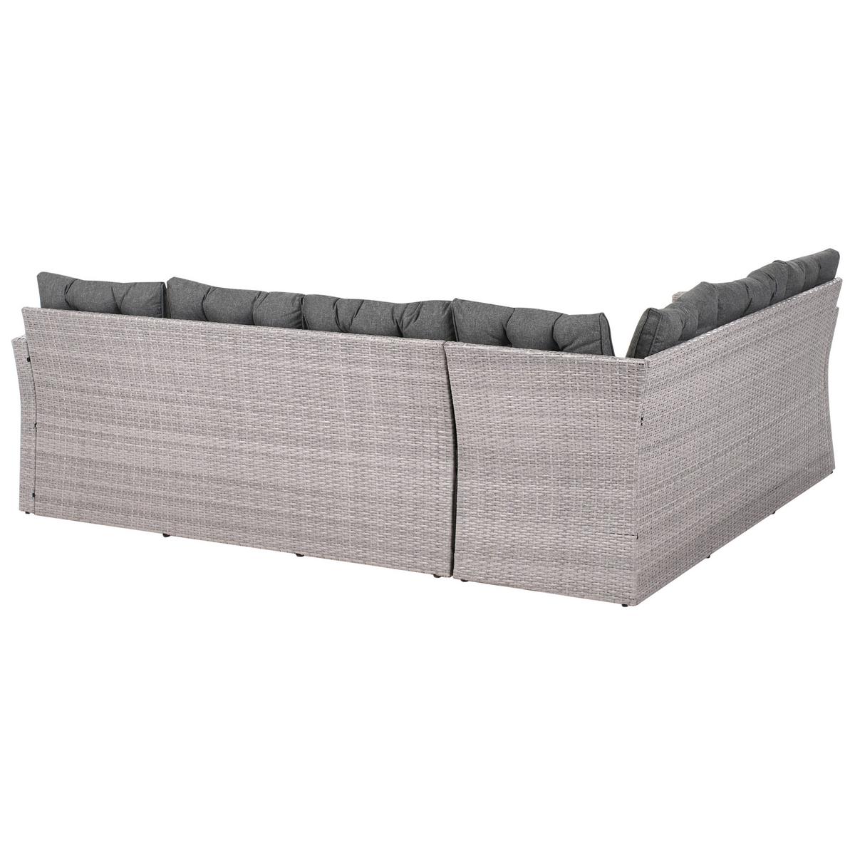 GARTEN-ECKSOFA 8-Sitzer Polyrattan Grau Viterbo - Hellgrau/Grau, Kunststoff - Beliani