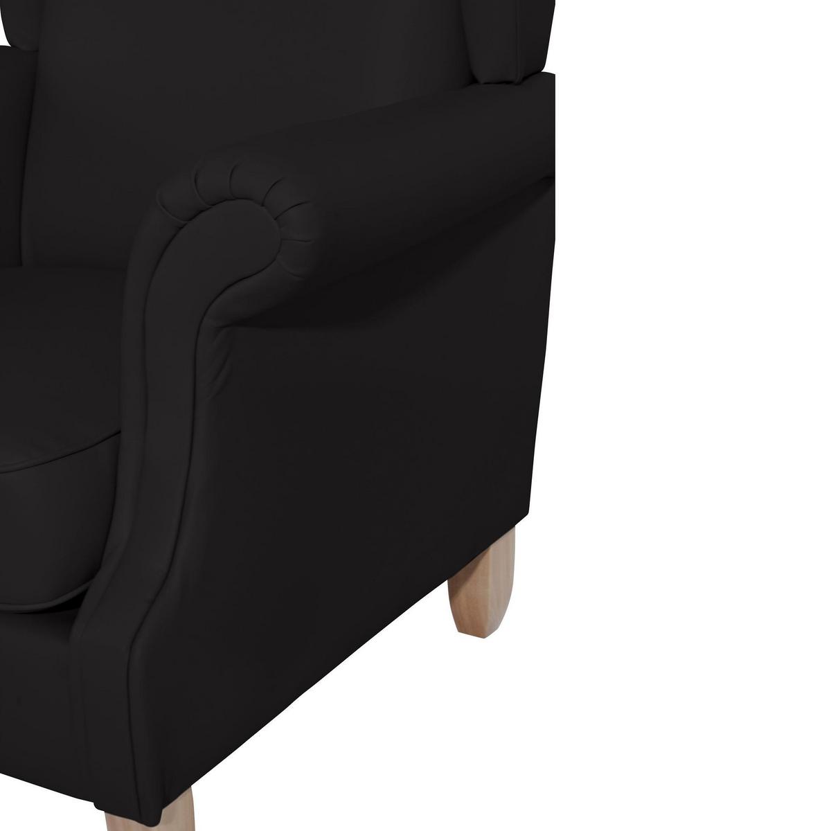 OHRENSESSEL Katria Bezug Kunstleder Buche natur / schwarz - Schwarz, Kunststoff (88/108/84cm) - 58aufmkessel