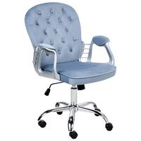 SCHREIBTISCHSTUHL Samtstoff Hellblau Princess - Hellblau, Textil (58/93/58cm) - Beliani