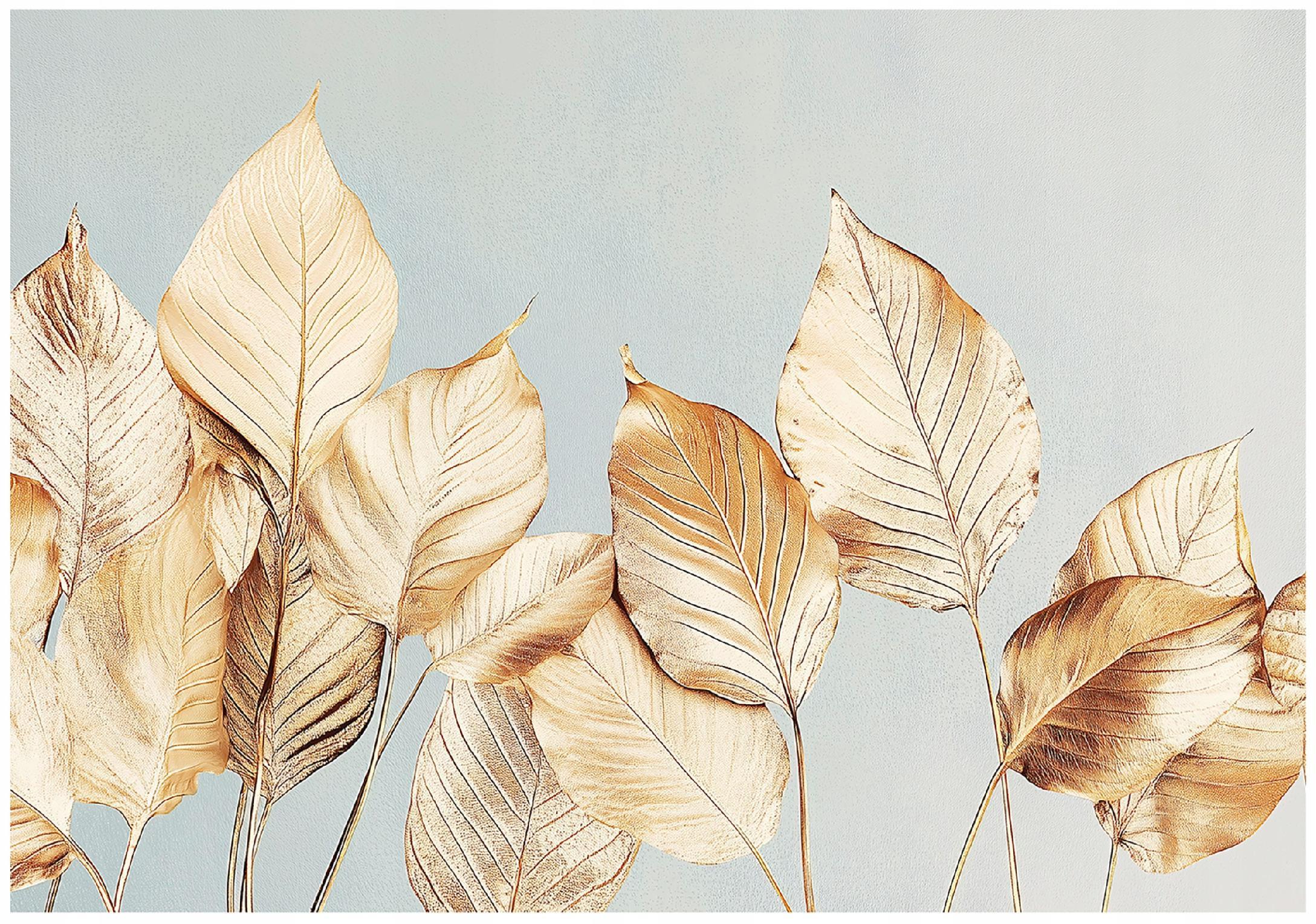 FOTOTAPETE Blätter Gold Vlies Tapete Wohnzimmer 300x210 - Multicolor, Papier (300/210cm) - Wallarena