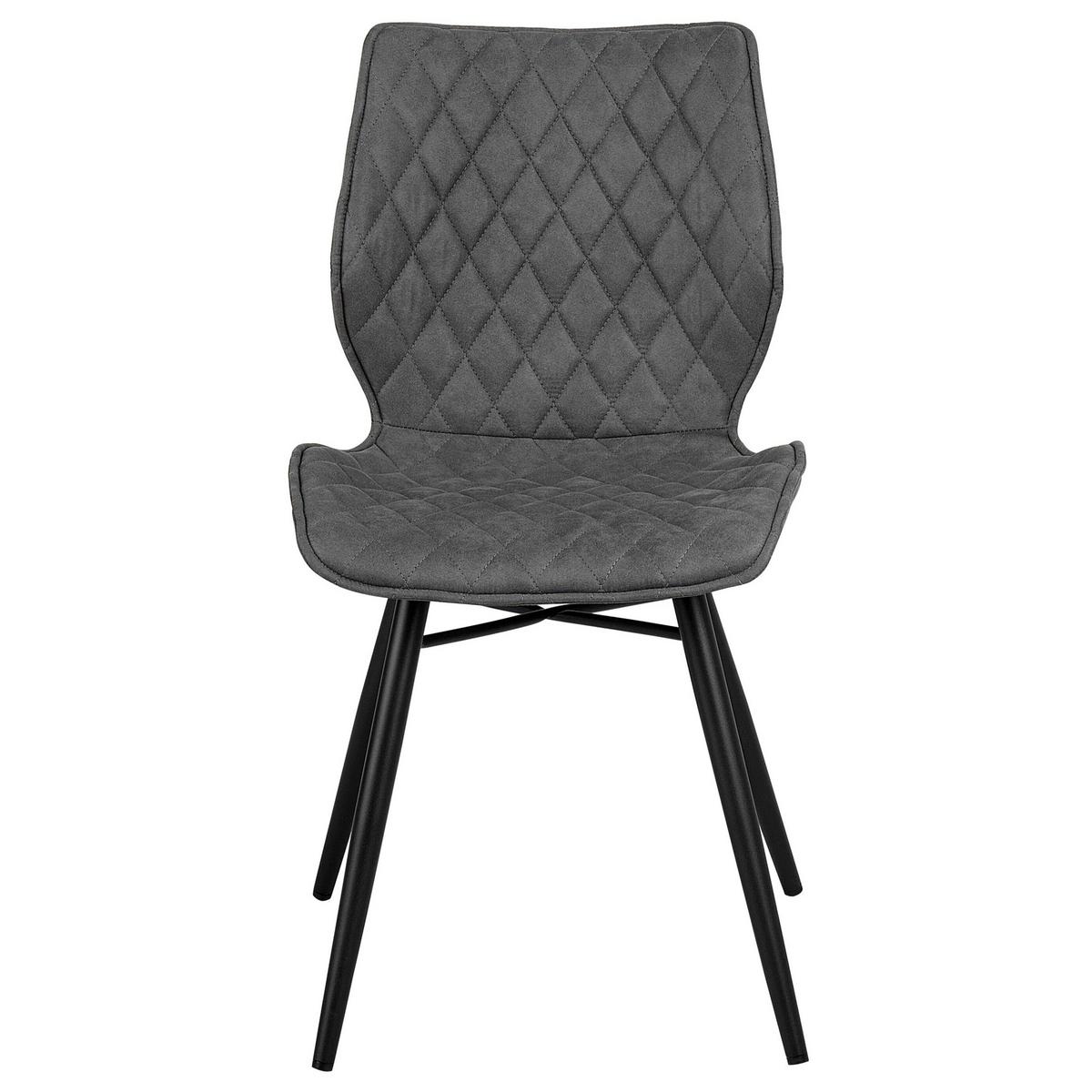 ESSZIMMERSTUHL 2er-Set Polsterbezug Grau Lisle - Grau, Textil/Metall (44/86/56cm) - Beliani