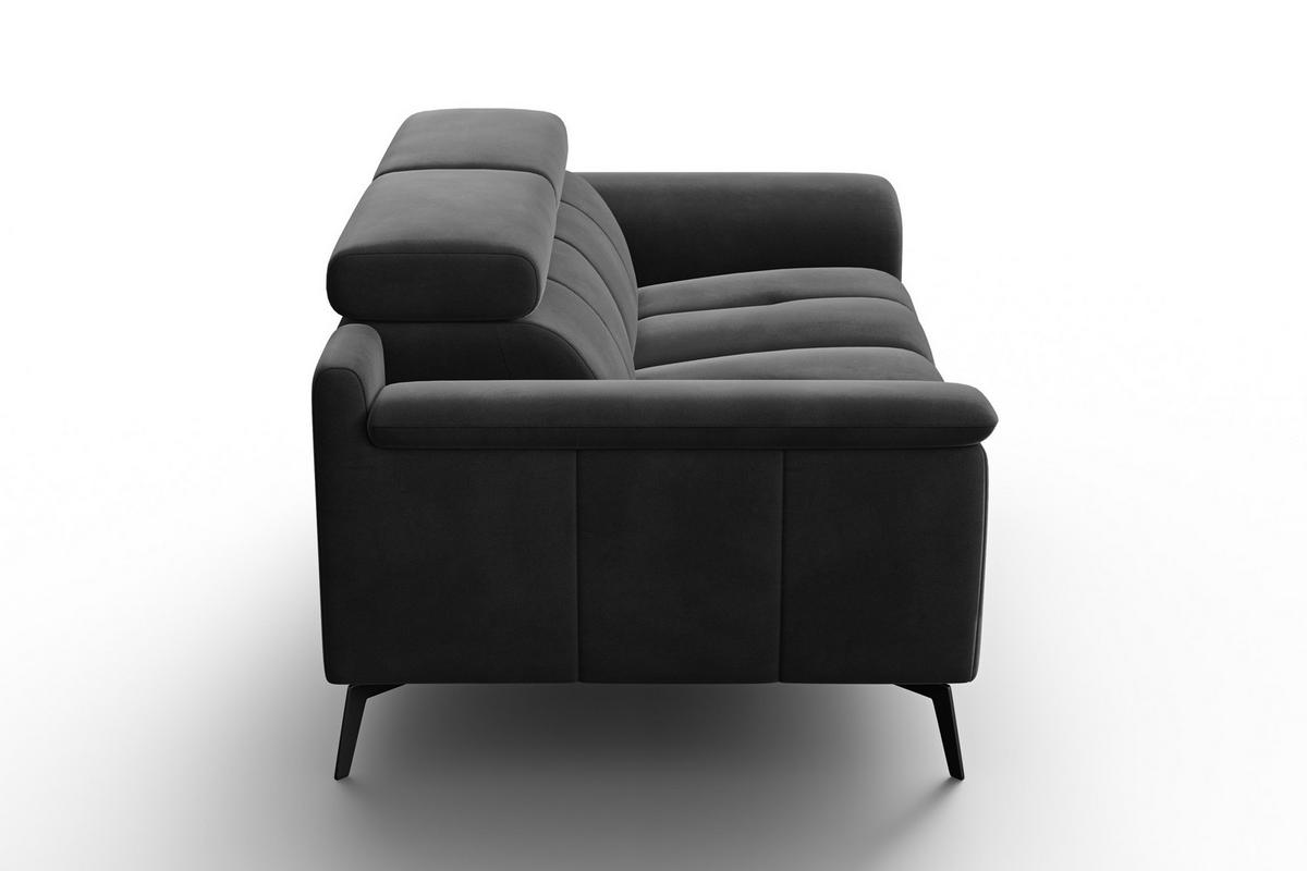 SOFA FIERO 2-Sitzer, Schwarzer Veloursstoff - Schwarz, Holz/Textil (170/82/103cm) - Courtois Laville
