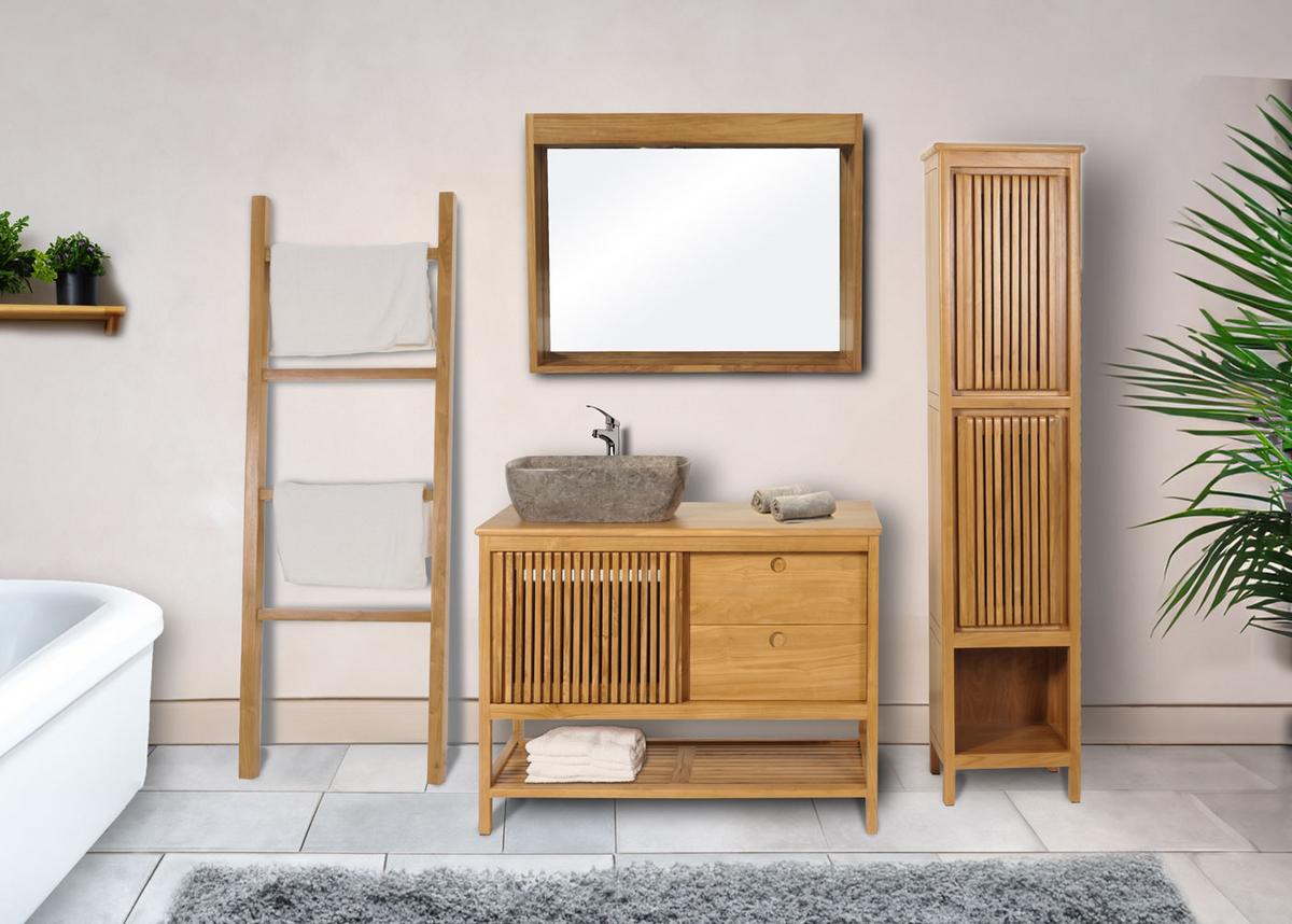 TEAK-WASCHBECKENUNTERSCHRANK Braun - Braun, Holz (106/81/55cm) - MCW