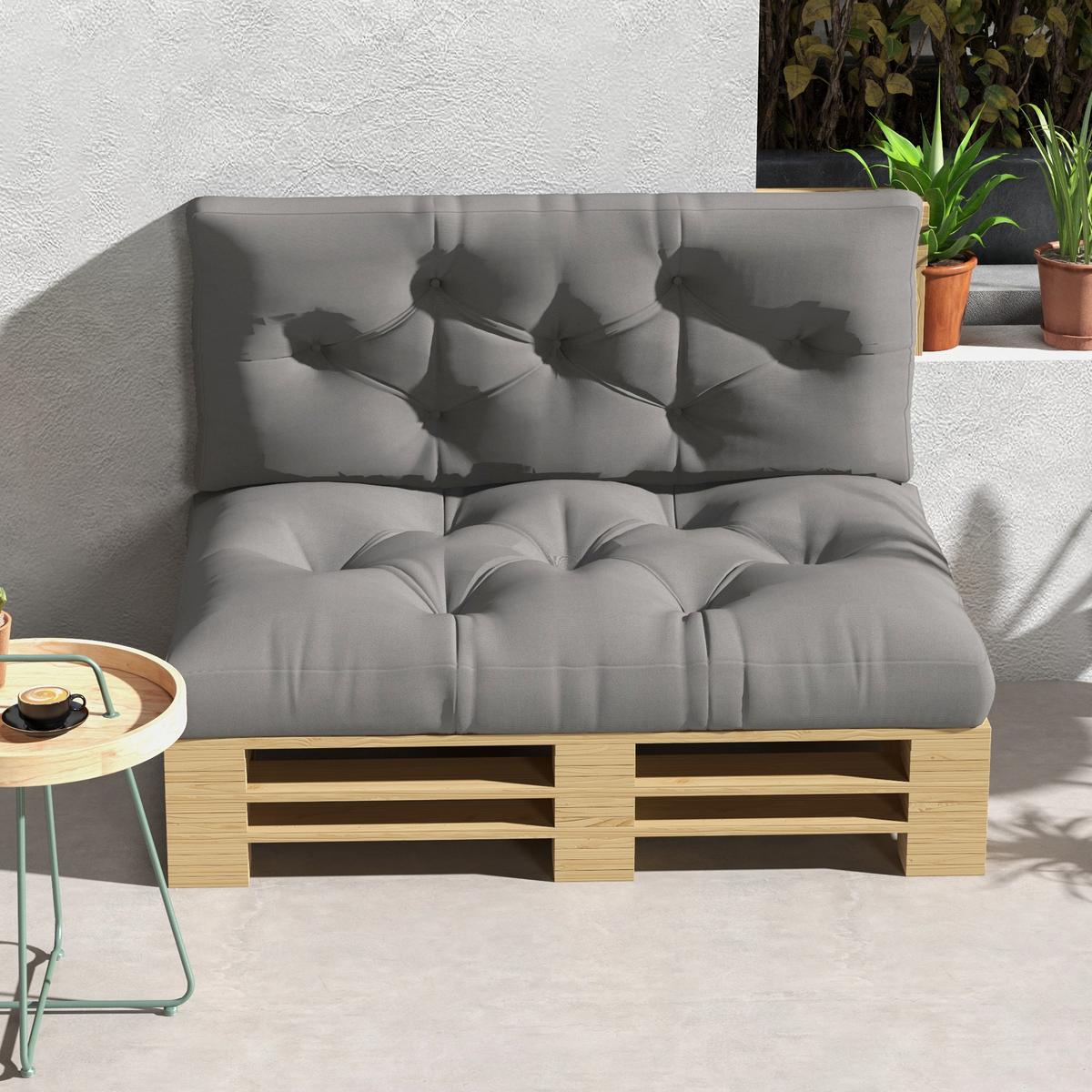 SITZKISSEN 2er Set Polyester Hellgrau - Hellgrau, Textil (80/12/120cm) - Outsunny