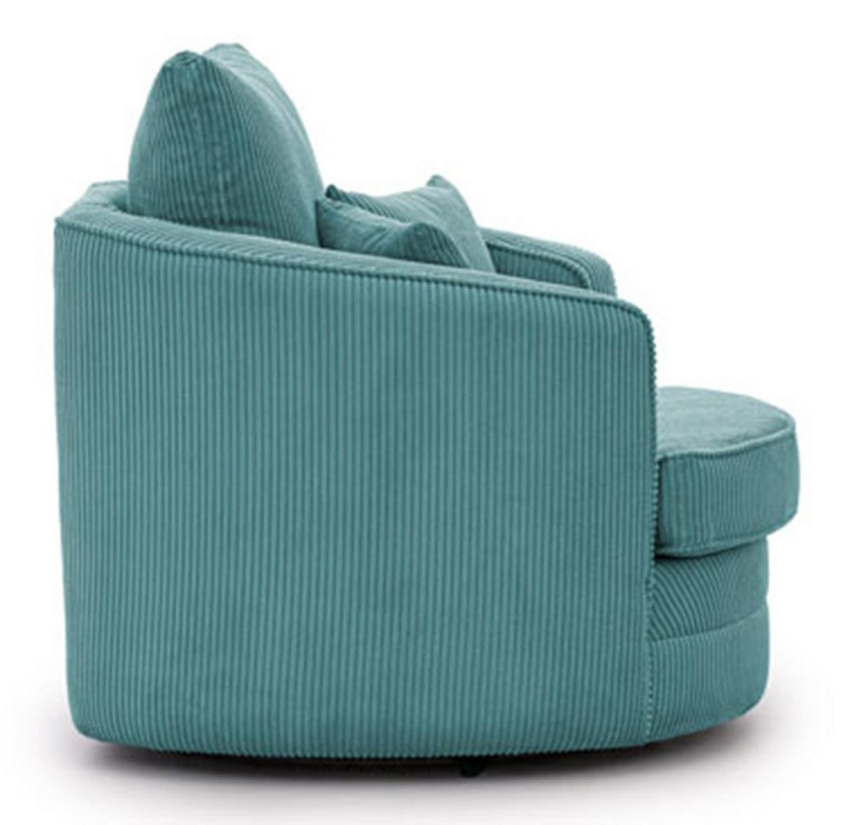 DREHSESSEL Ted aus Türkis Cord-Stoff - Türkis/Schwarz, Holz/Textil (107/94/100cm) - S-Style Möbel