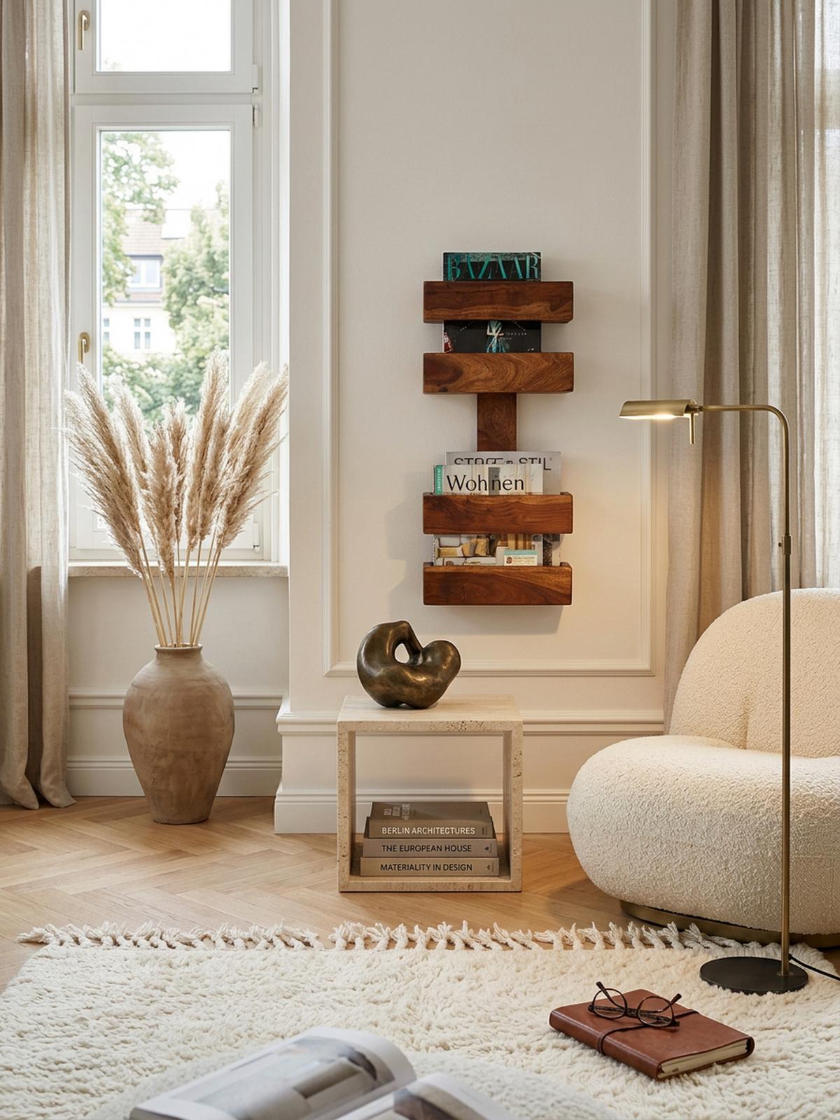 ZEITUNGSSTÄNDER NAKO Massivholz Klassisch Handgefertigt, Braun 30x10x72 cm - Braun, Holz (30/72/10cm) - KADIMA DESIGN