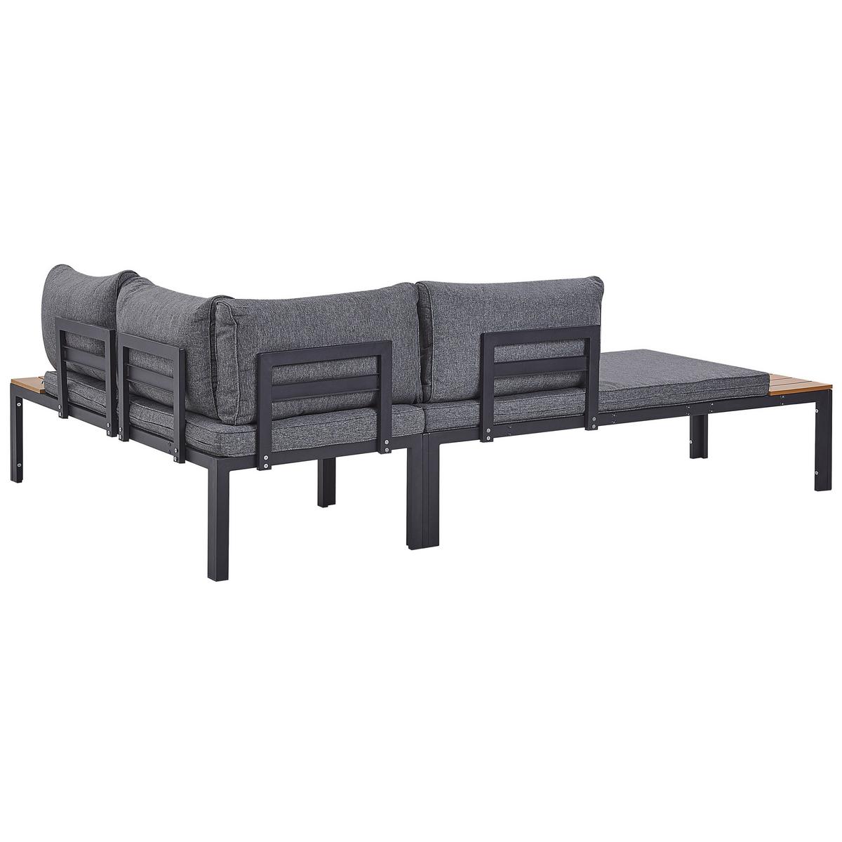 LOUNGE-SET 4-Sitzer schwarz modular Pienza - Schwarz, Holzwerkstoff - Beliani