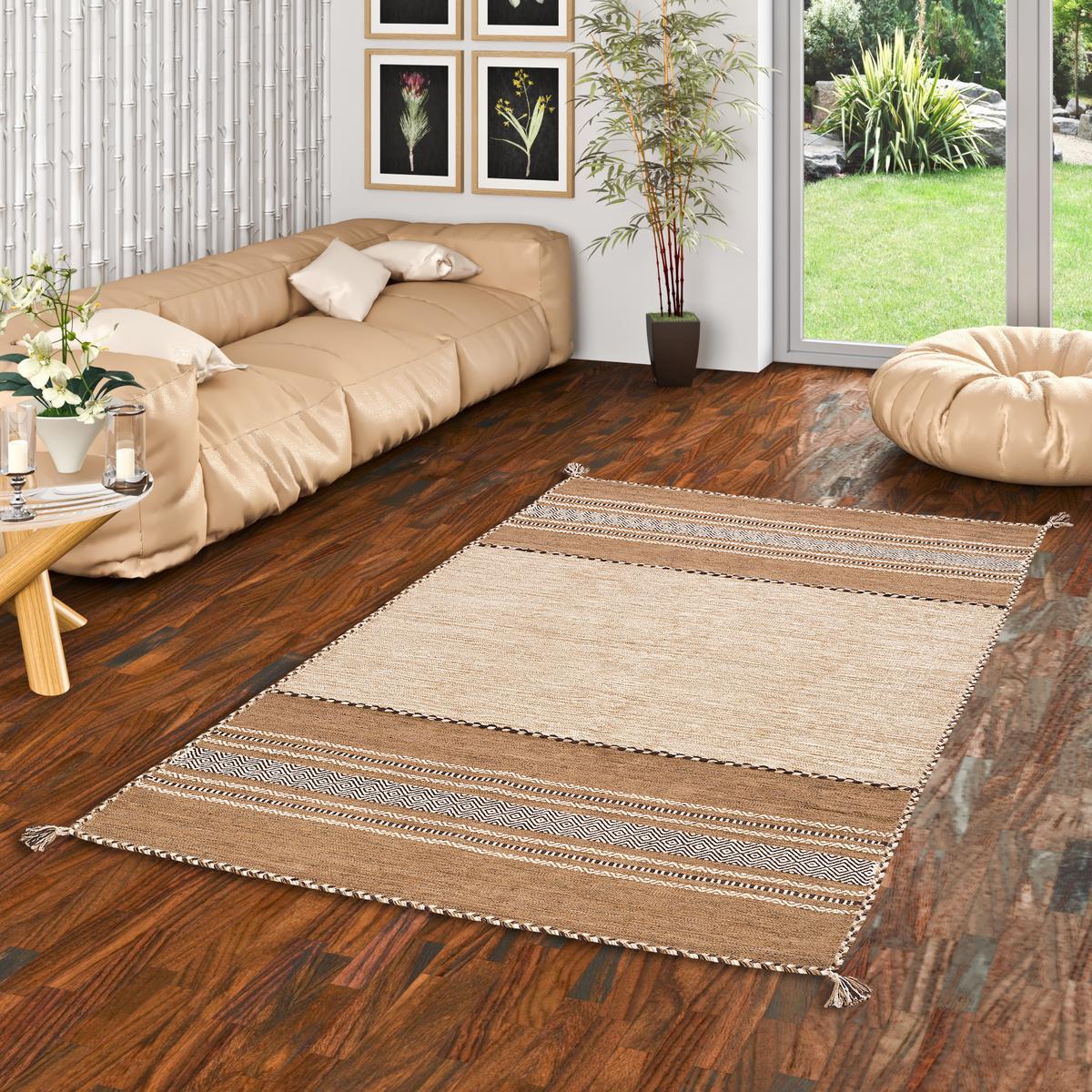 NATUR TEPPICH KELIM NAVARRO - Beige, Textil (140/200cm) - Pergamon