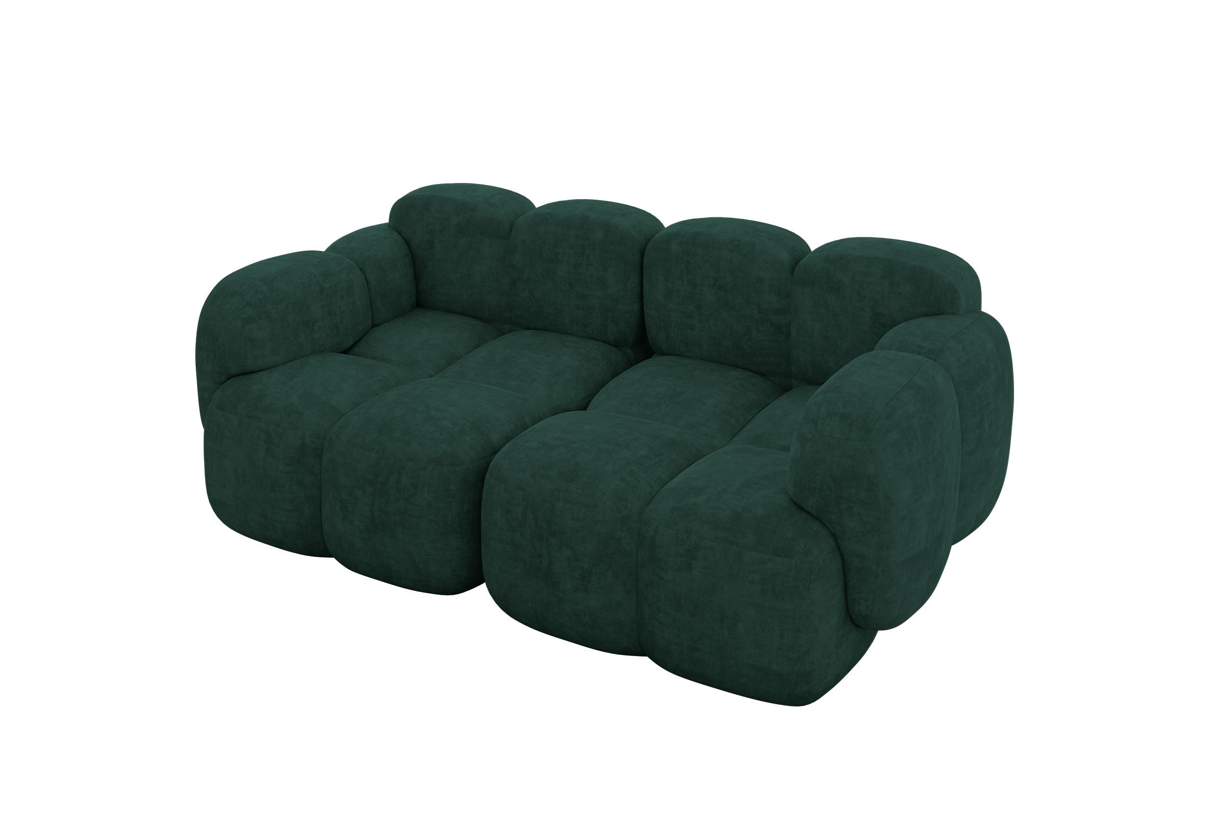 2-SITZER modulares Sofa Miko-S1 214x118x75 cm Grün Velours - Schwarz/Grün, Holzwerkstoff/Kunststoff (214/75/118cm) - ALTDECOR