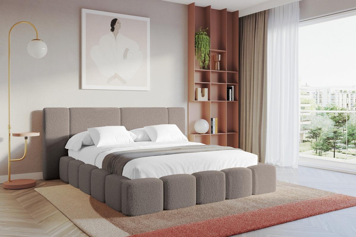 POLSTERBETT mit Bettkasten und Lattenrost, Bett mit Matratze H3/H4 - NILO 200x200 Braun - Braun, Holzwerkstoff/Textil (200/200cm) - ALTDECOR