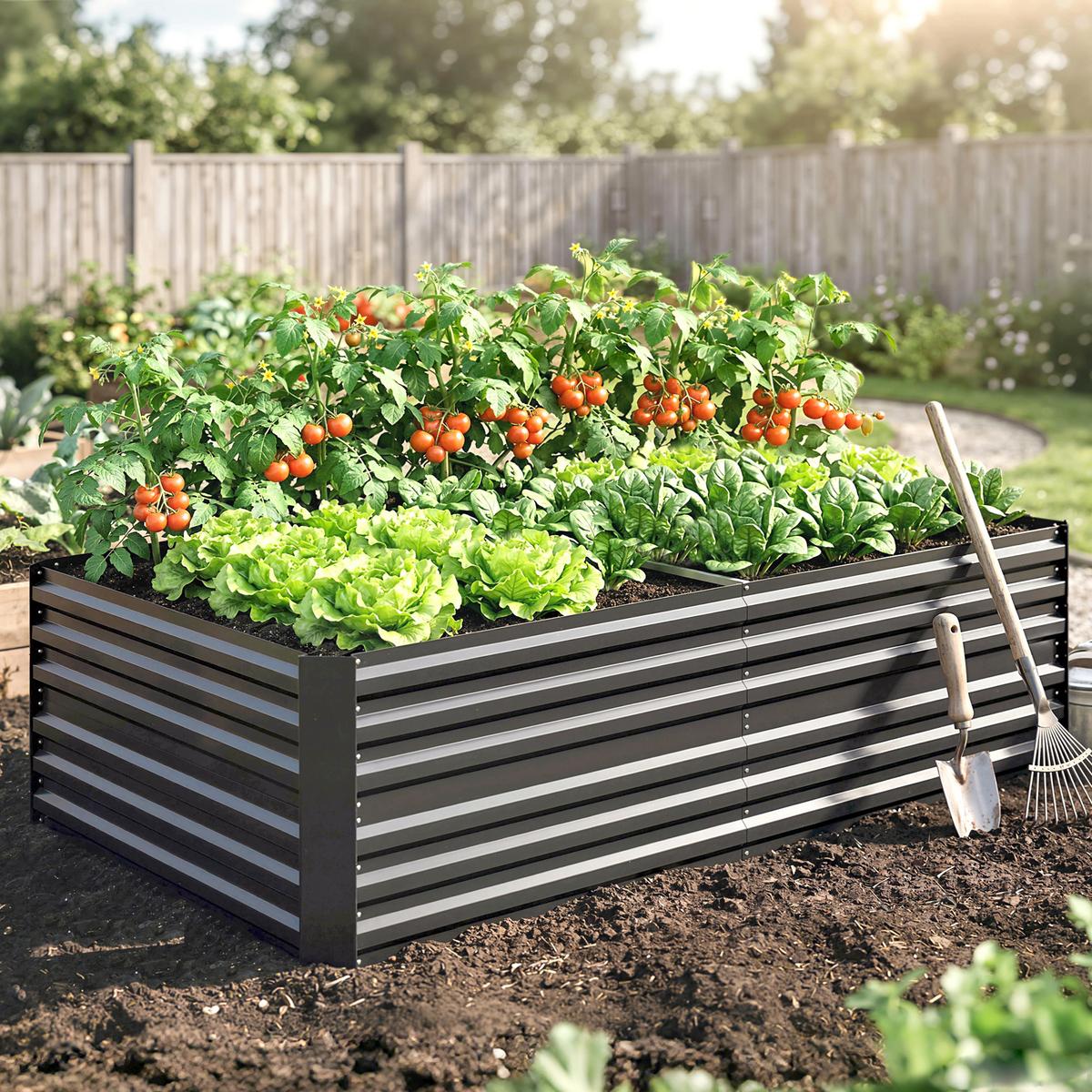 HOCHBEET aus Stahl - Dunkelgrau, Metall (90/59/180cm) - Outsunny