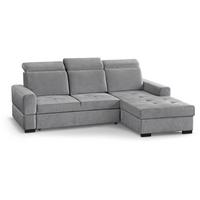 ECKSCHLAFSOFA Alex Mini hellgrau rechts - Hellgrau/Schwarz, Textil (245/185cm) - Beautysofa