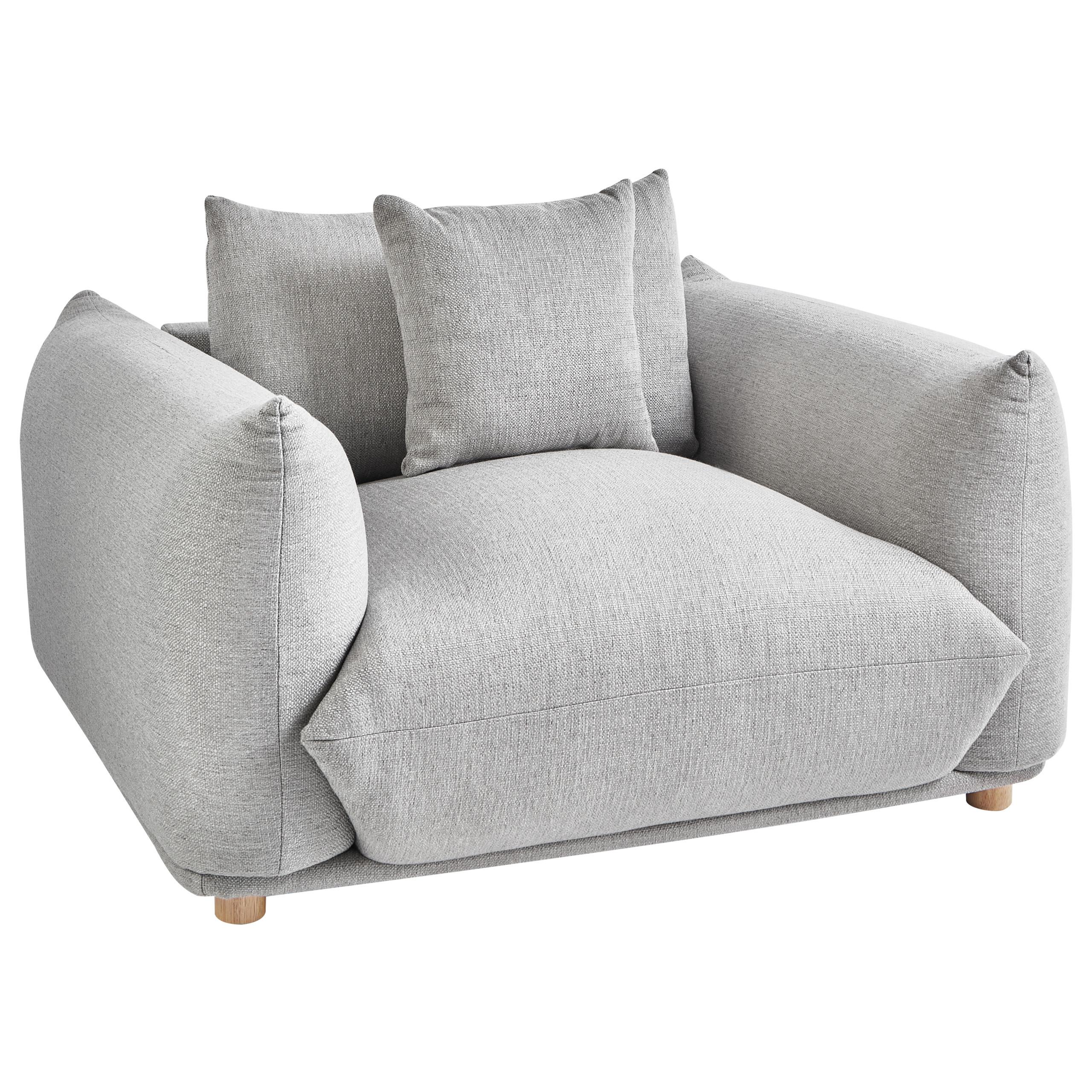 SESSEL Stoff Hellgrau Luvos - Hellgrau/Braun, Holz/Textil (120/74/108cm) - Beliani