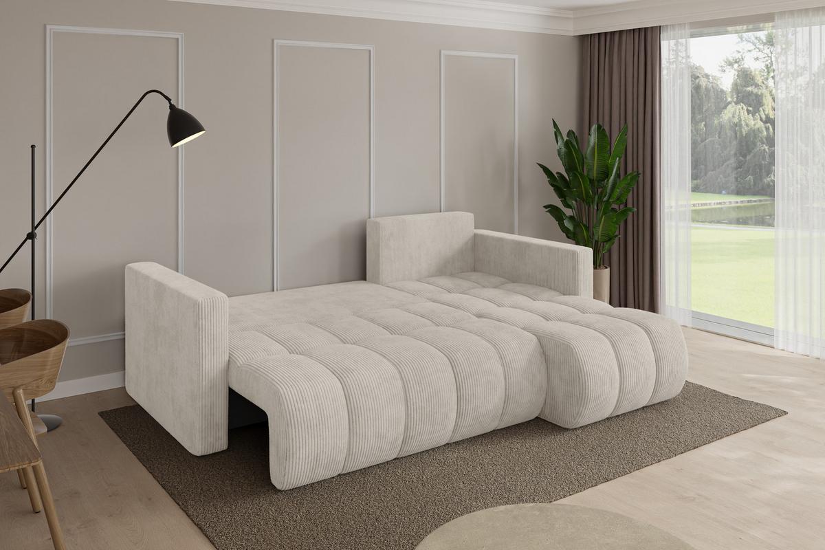 ECKSOFA mit Schlaffunktion Ottomane Rechts GARD-L 226x146x85 Creme Cord - Ecru/Creme, Holzwerkstoff/Kunststoff (226/146cm) - ALTDECOR