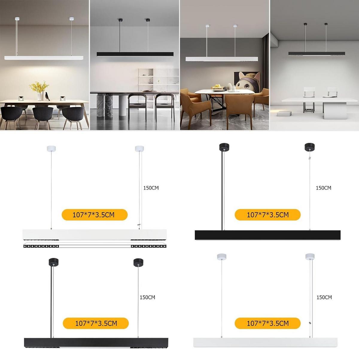 LED-PENDELLEUCHTE Revelli 106.5/7.5/3.3cm - Weiß, Metall (106.5/7.5/3.3cm) - Nettlife