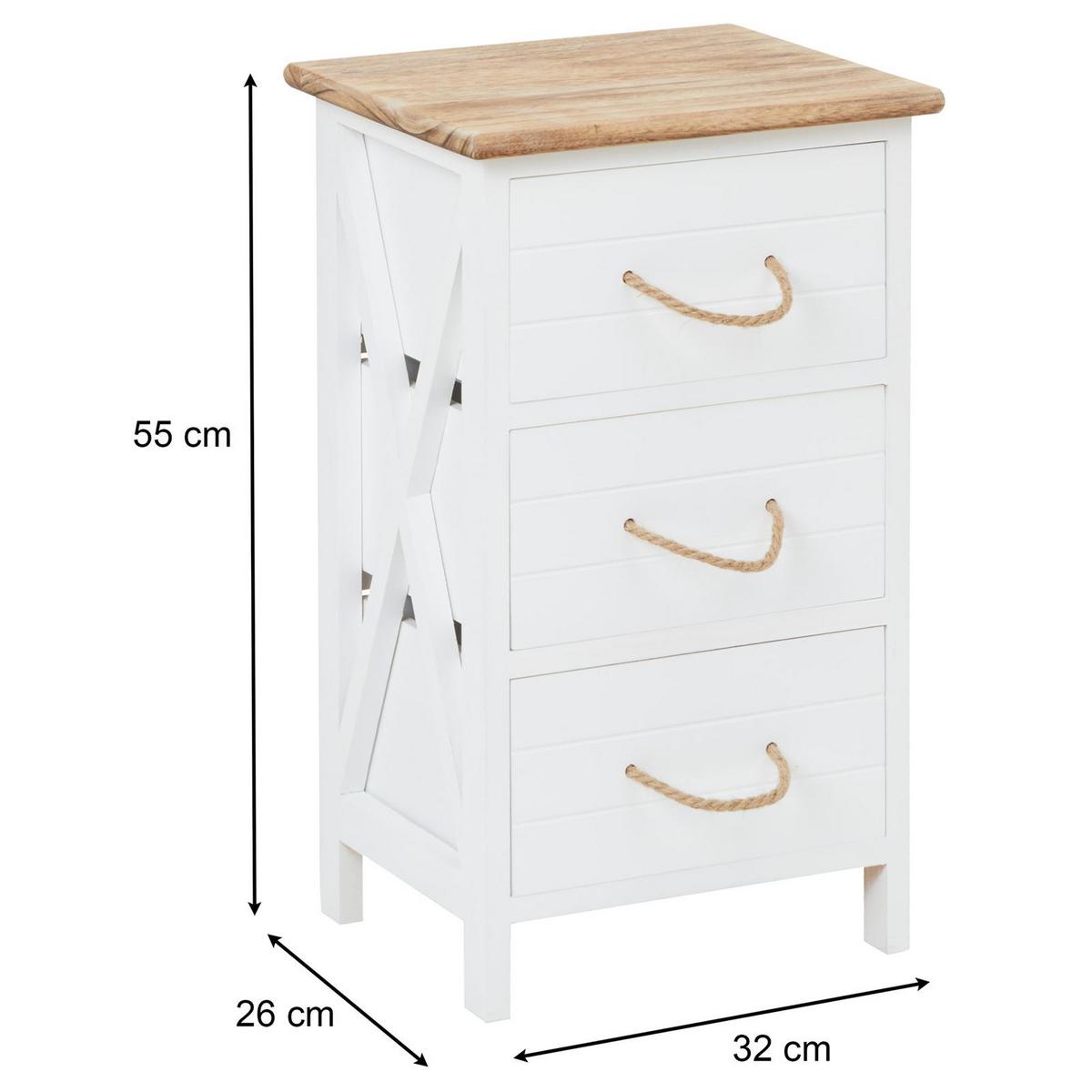 NACHTTISCH PERUGIA weiß - Weiß, Holz (32/55/26cm) - IDIMEX