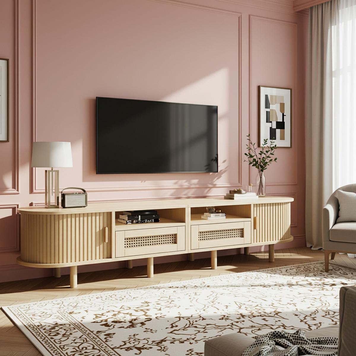TV-SCHRANK Skandinavisch Oval 170 cm in Eiche-Optik - Eichefarben, Holz/Holzwerkstoff (170/40/40cm) - Urban Meuble