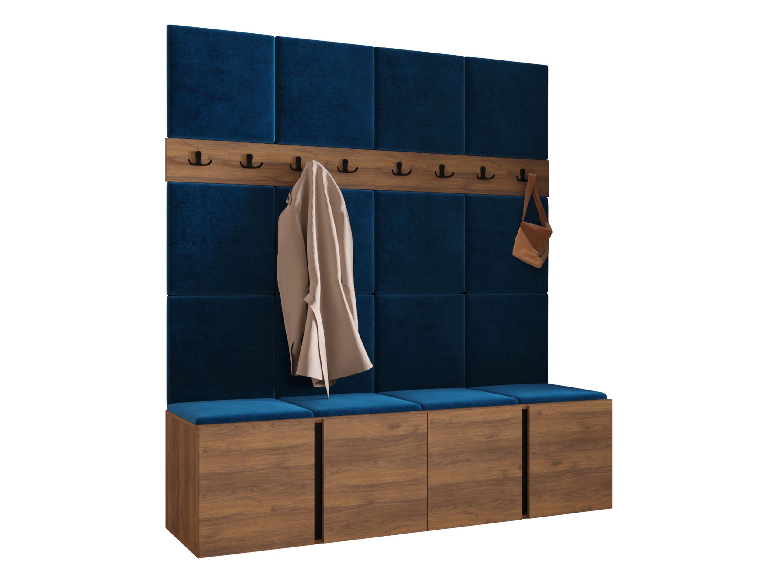 GARDEROBEN-SET Orion V - Blau/Nussbaumfarben, Holzwerkstoff/Kunststoff (168/186/46cm) - MIRJAN24