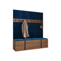 GARDEROBEN-SET Orion V - Blau/Nussbaumfarben, Holzwerkstoff/Kunststoff (168/186/46cm) - MIRJAN24