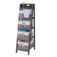 LEITERREGAL FRANCA SHABBY-LOOK 4 KÖRBE Braun - Braun, Holz (30/101/35cm) - MCW
