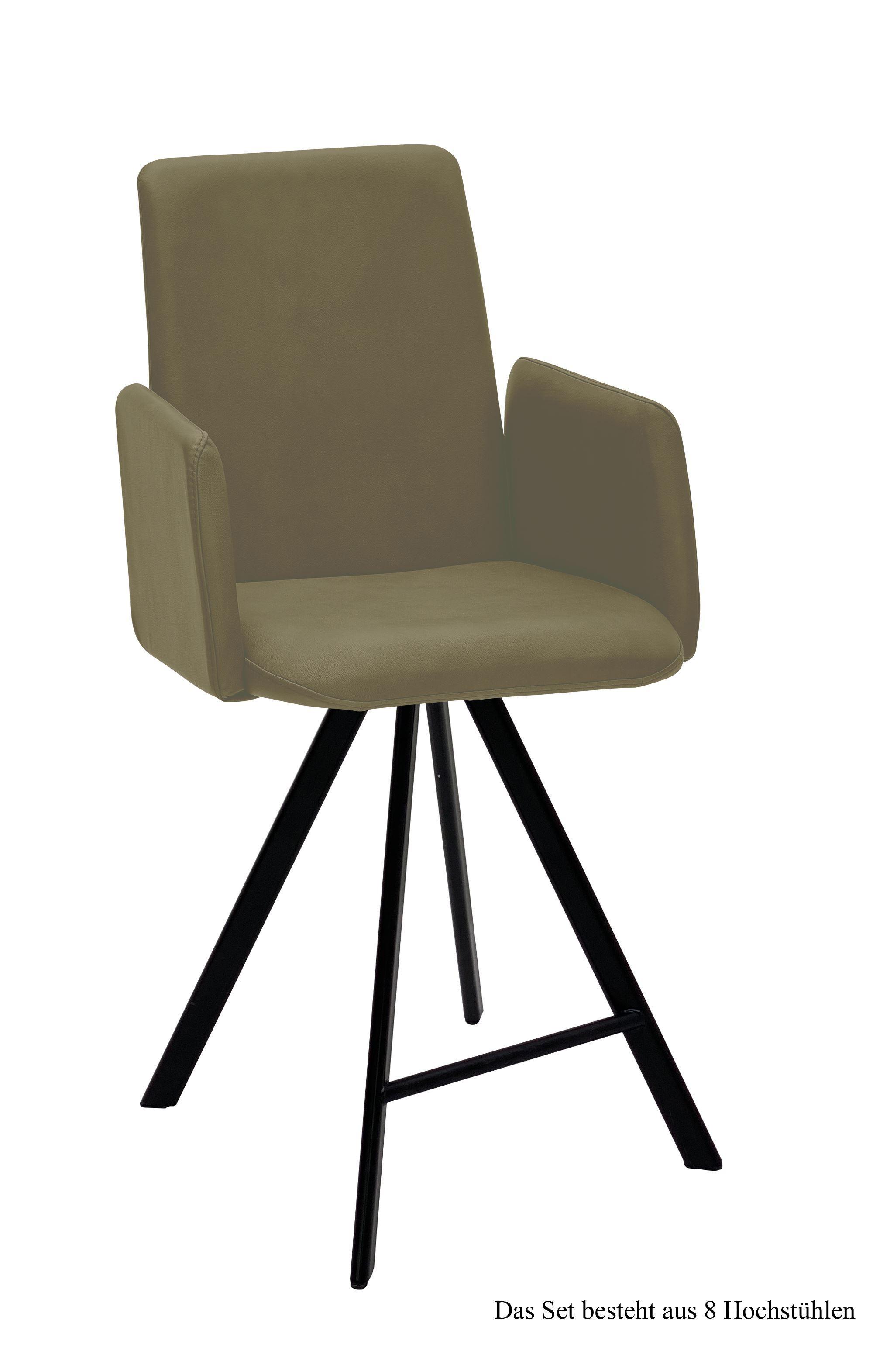 THEKENSTUHL drehbar (8er-Set) Desiree 52x109x60 Schwarz/Olivgrün - Schwarz/Olivgrün, Kunststoff (60/109/52cm) - 58aufmkessel