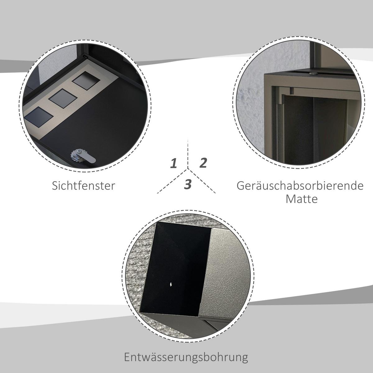 BRIEFKASTEN Metall Schwarz - Schwarz, Metall (11.5/29/36.5cm) - HOMCOM