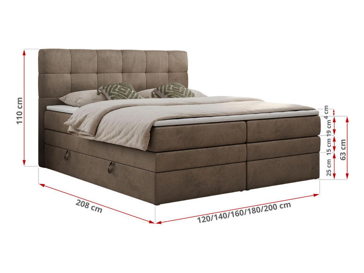 BOXSPRINGBETT LUKA KING 180/200 Braun Velvet - H3 - Braun, Holz/Textil (180/200cm) - MKS