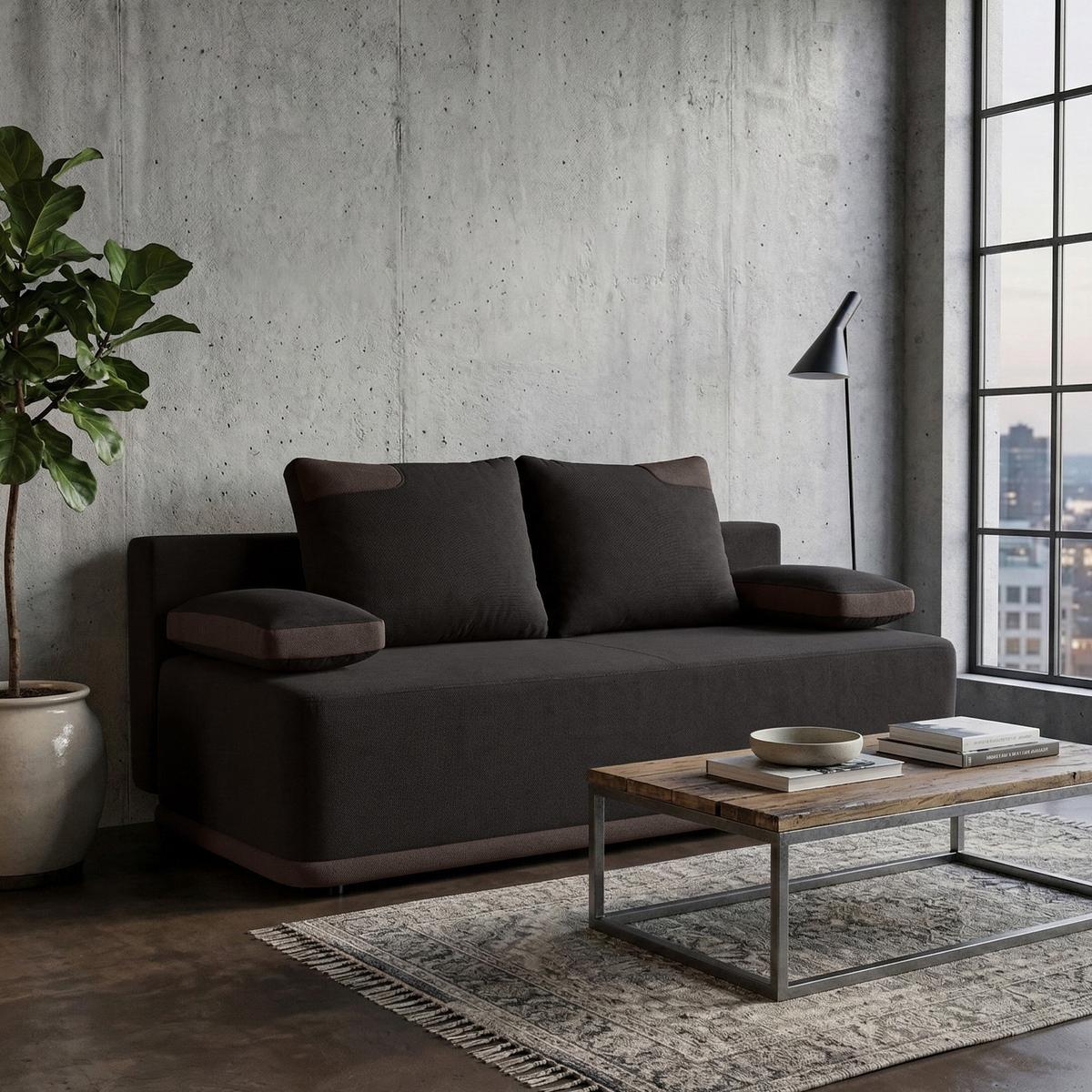 SCHLAFSOFA Bento 3-Sitzer mit Schlaffunktion, Braun - Braun, Textil (200/93/98cm) - Beautysofa