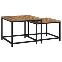 COUCHTISCH-SET eckig, Spanplatte, Naturholz - Naturfarben, Kunststoff (60/60/45cm) - HOMCOM