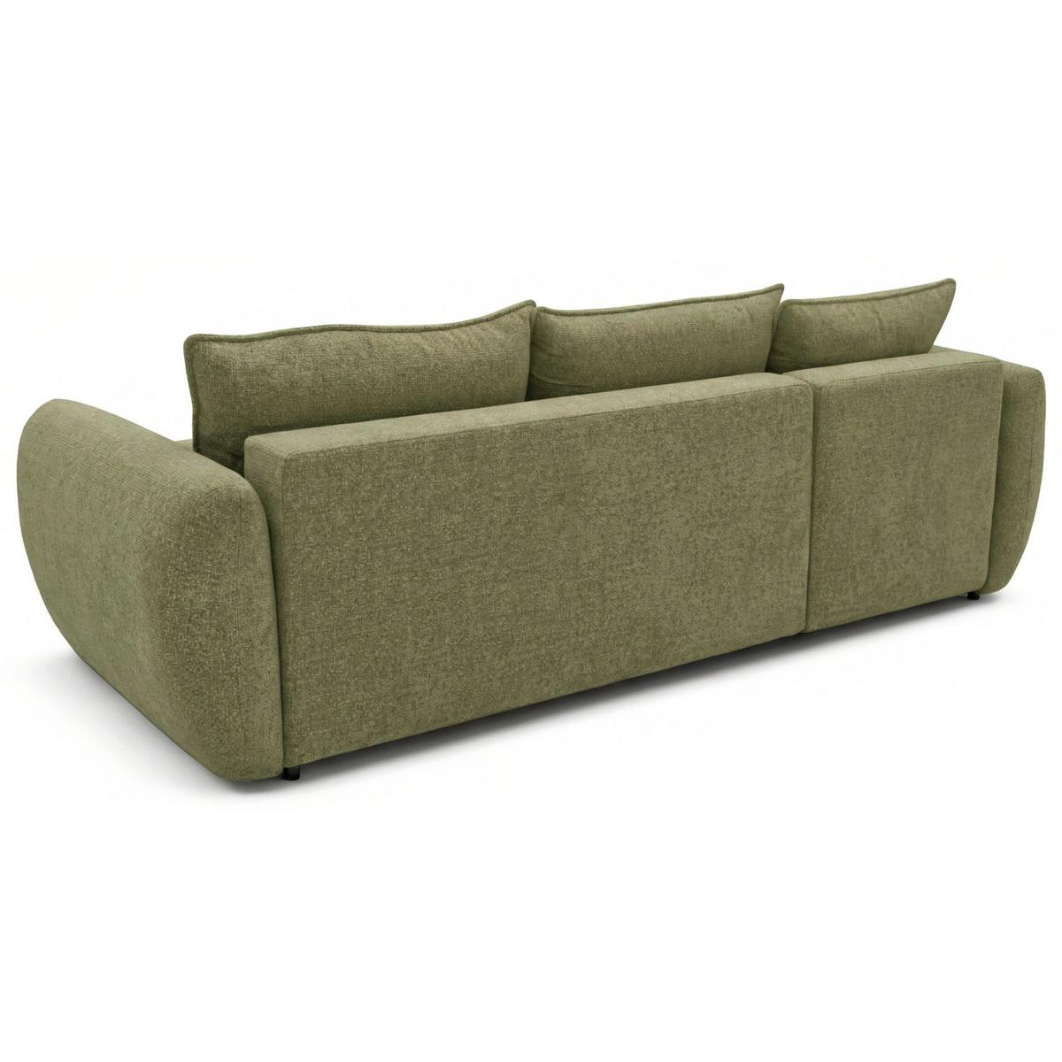 ECKSCHLAFSOFA Zordo OLIVGRÜNER CHENILLE LINKS MIT ZWEI BETTKÄSTEN - Schwarz/Olivgrün, Kunststoff/Textil (256/170cm) - Selsey