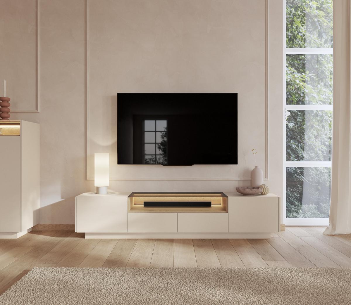 LOWBOARD PORTA 203/43,4/39,5 cm, Beige - Beige, Holzwerkstoff (203/43.4/39.5cm) - MASSENO