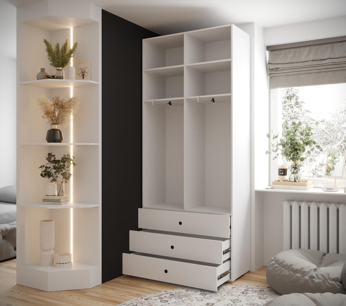 DREHTÜRENSCHRANK 236.7/100/47 2-türig - Schwarz/Weiß, Holz/Metall (100/236.7/47cm) - MÖBEL KRYSPOL