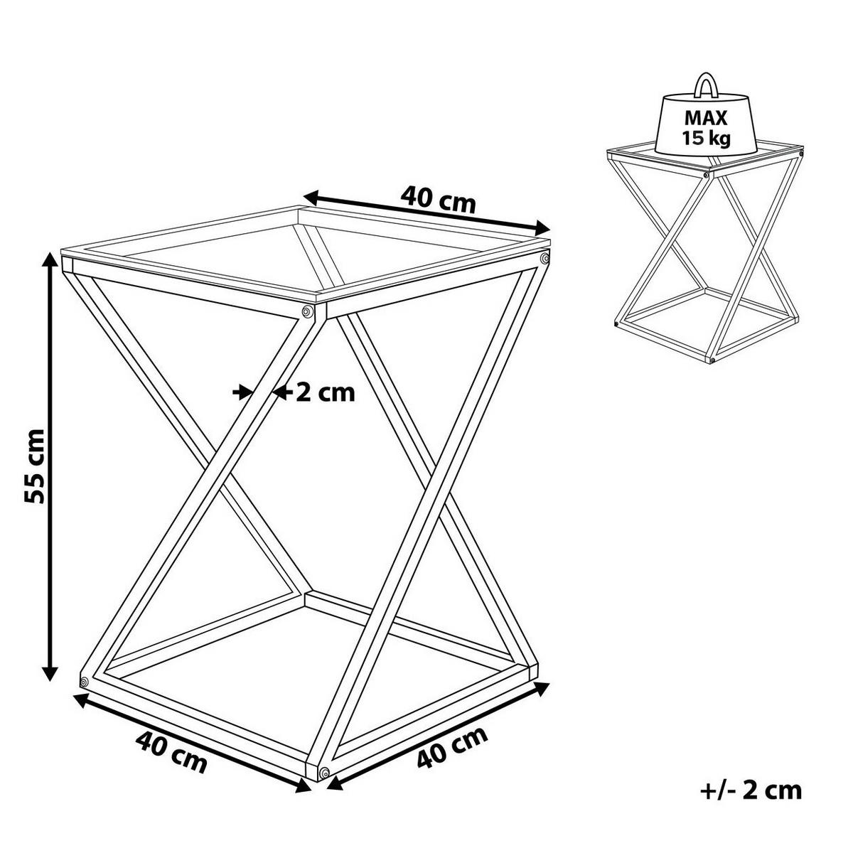 BEISTELLTISCH Glas Silber Beverly - Silberfarben, Glas (40/40/55cm) - Beliani