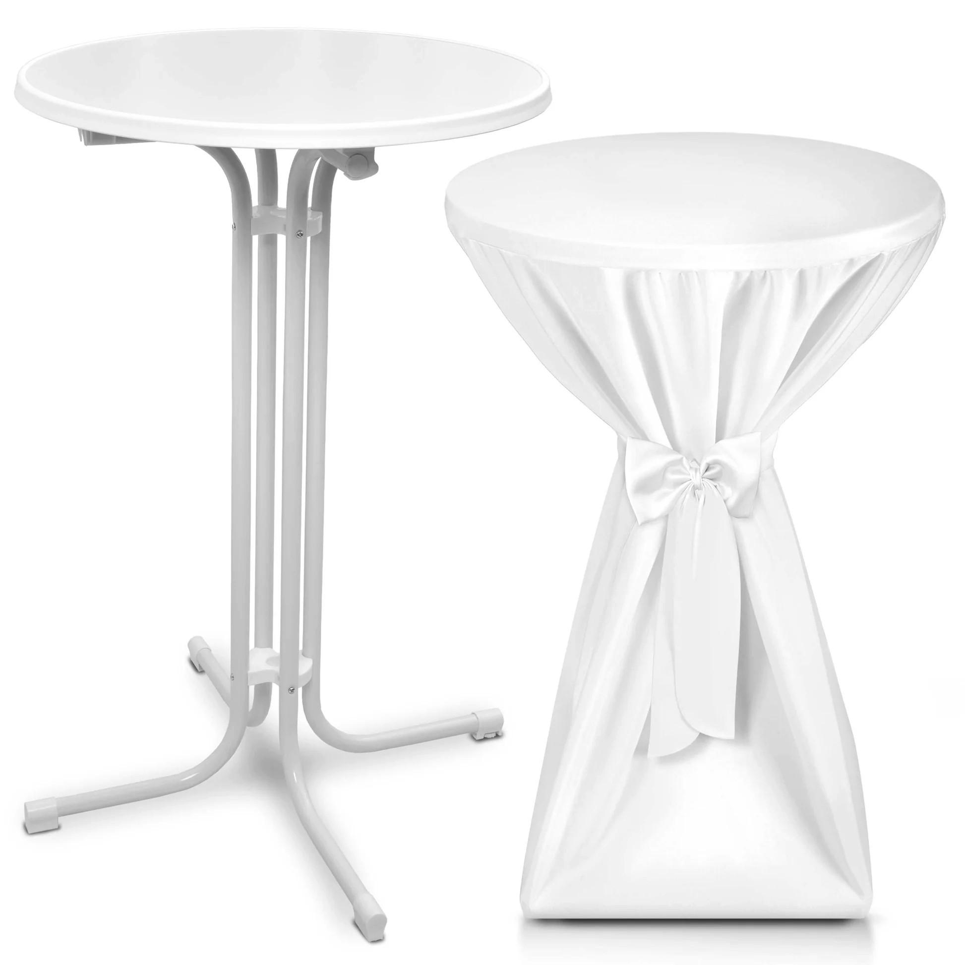 STEHTISCH Bellini Ø 80cm Weiß mit Premium Stehtischhusse Ø 80cm Weiß - Weiß, Metall (80/80/110cm) - Beautissu 