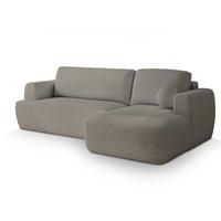 ECKSOFA SENTI N R-S Hellgrau Boucle-Stoff mit Schlaffunktion - Hellgrau/Schwarz, Holz/Kunststoff (246/148cm) - MASSENO