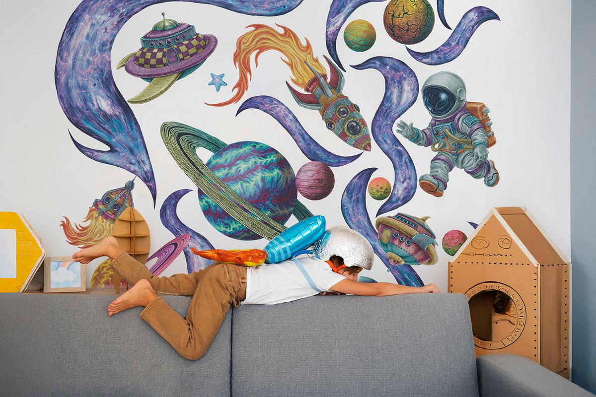 WANDAUFKLEBER 60x90cm - Weltraumträume - Multicolor, Kunststoff (60/90/0.1cm) - Wallfluent