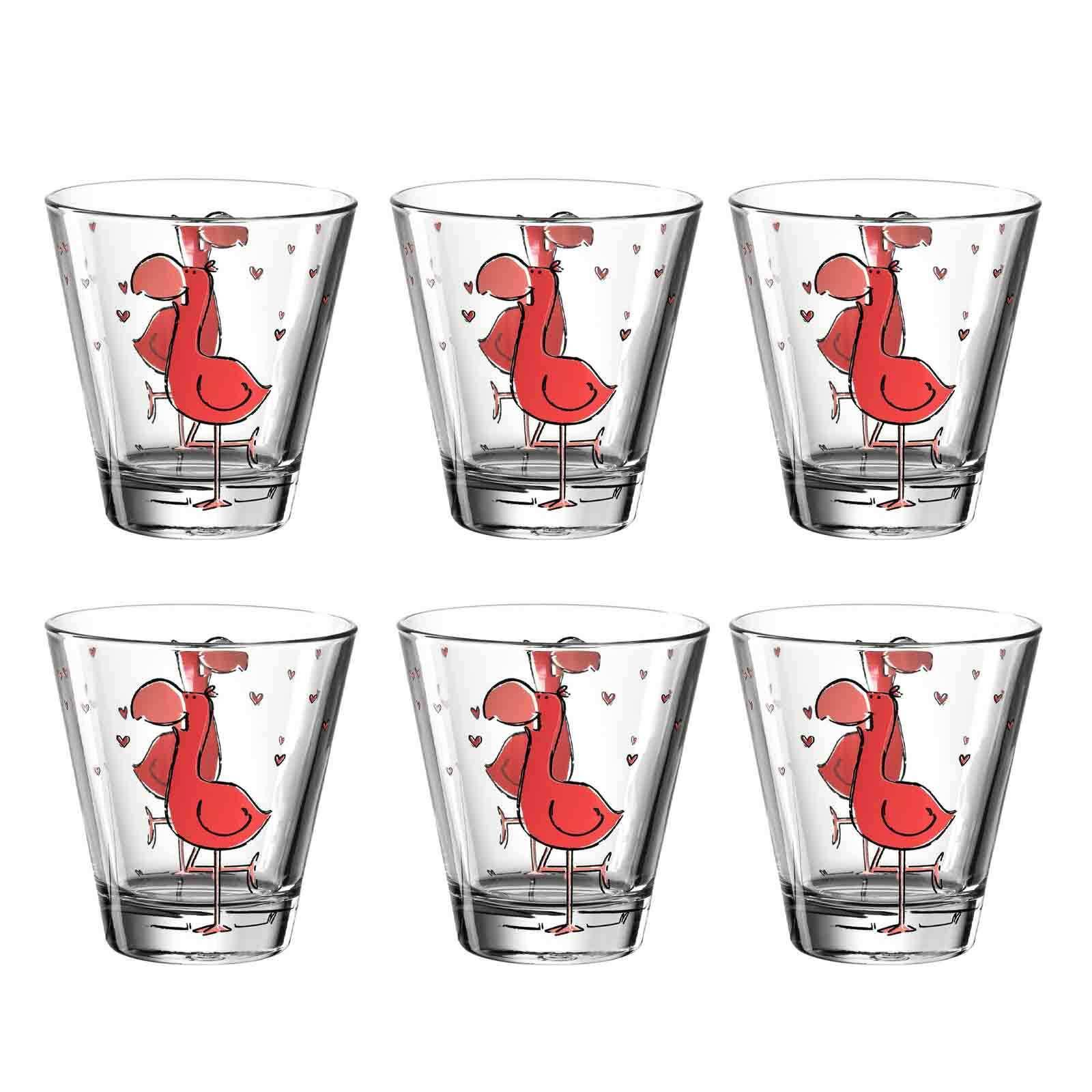 KINDERBECHER Bambini Flamingo 215 ml 6er Set - Pink, Glas (0.215L) - Leonardo Living