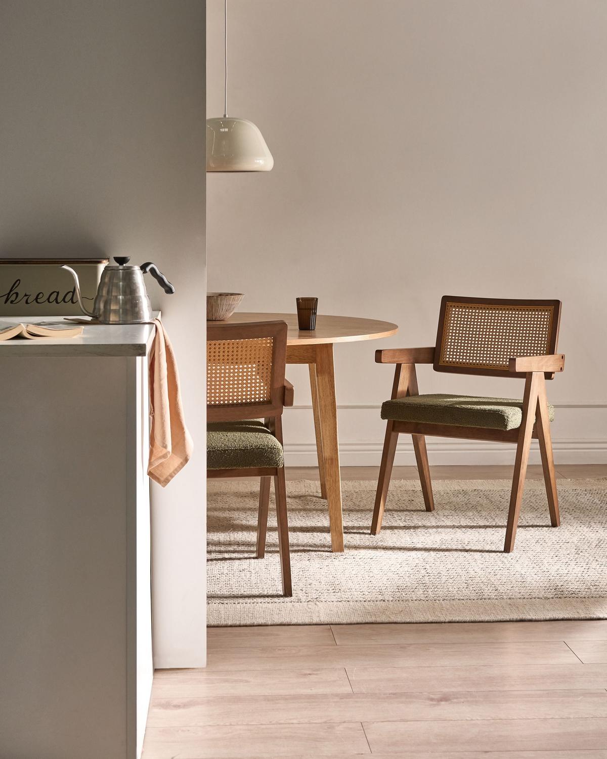 ESSZIMMERSTUHL 2er Set Holz Braun/Grün Ava - Braun/Grün, Holz (55/85/62cm) - Beliani