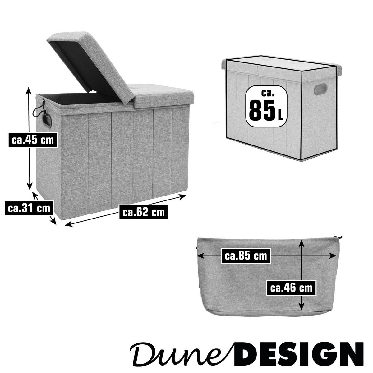 WÄSCHEKORB 85 Liter Faltbar mit Wäschesack 62x31 cm Grau - Grau, Kunststoff (31/45/62cm) - Dunedesign