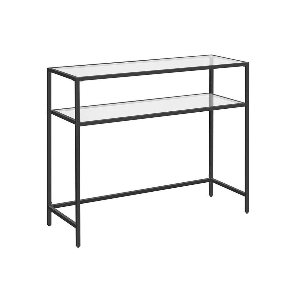 METALLKONSOLE mit 2 Regalen aus gehärtetem Glas 30/90/80 cm - Schwarz, Metall (90/30/80cm) - Calicosy