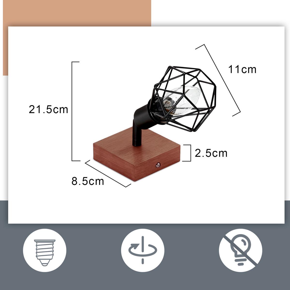 DECKENSTRAHLER Forbes 1-flammig 11/21.5/11 cm - Schwarz, Metall (11/21.5/11cm) - Nettlife