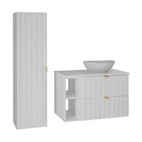 BADMÖBEL 80.6cm Lexa 2er-Set Weiß - Weiß, Holzwerkstoff (80.6/52.2/46.5cm) - Petits-meubles