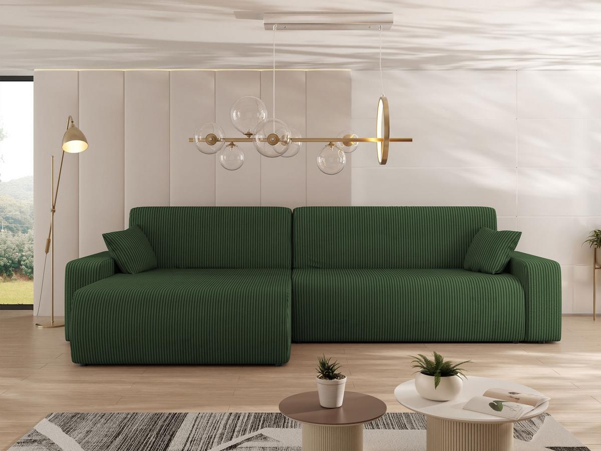 ECKSOFA Piano L Cord - Schwarz/Grün, Holz/Kunststoff (274/145cm) - MIRJAN24