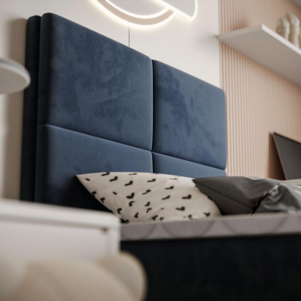 BOXSPRINGBETT Bett CROSS MINI mit Topper 100x200 cm Royal Velvet 234 - Dunkelblau, Textil - Lookway