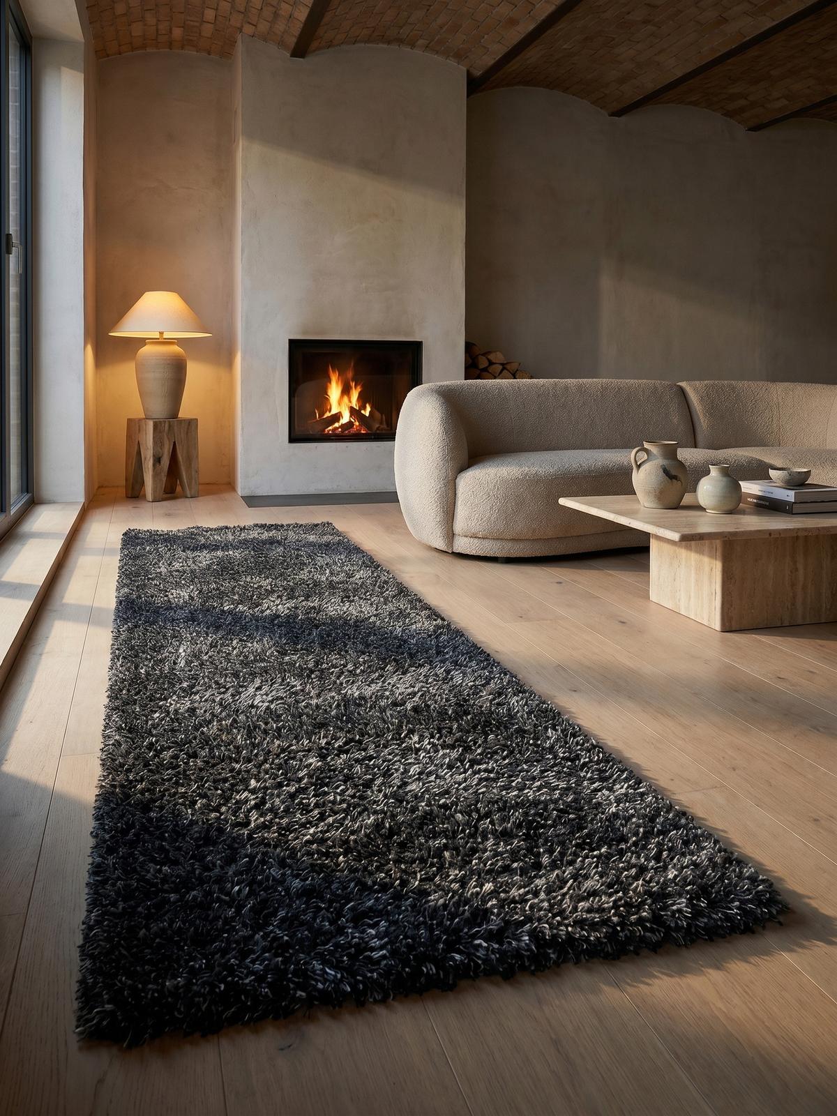 HOCHFLORTEPPICH SALZACH, einfarbig, Anthrazit, 80 x 250 cm - Anthrazit, Textil (250/80cm) - KADIMA DESIGN