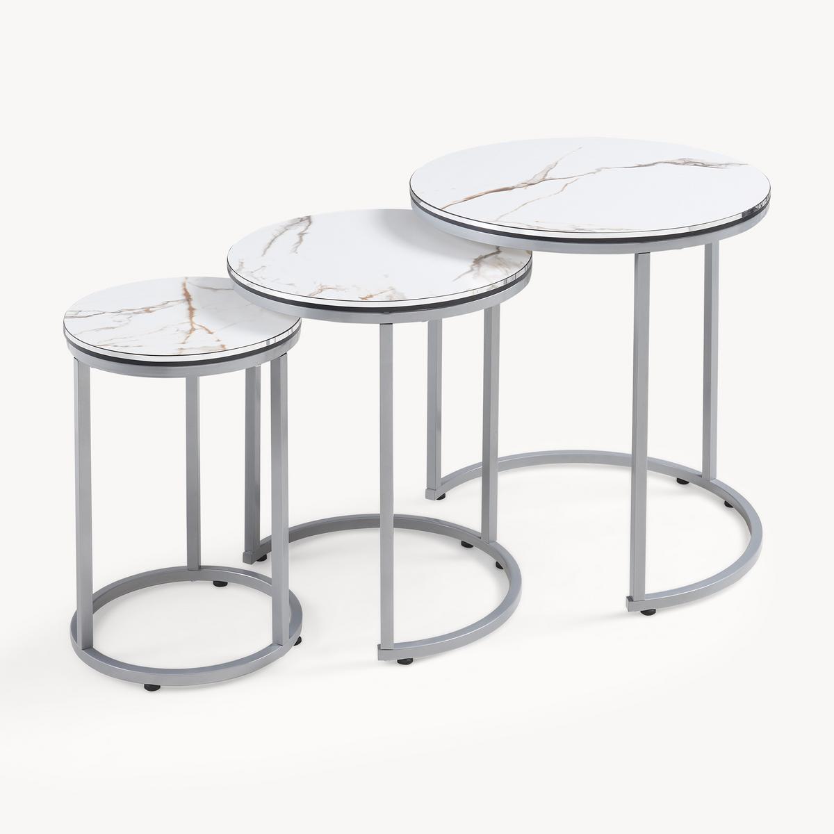 SATZTISCH Bornholm 50/50/55 - Weiß, Holzwerkstoff (50/50/55cm) - [en.casa]